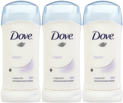 Dove Invisible Solid Deodorant, Fresh, 2.6 Ounce (Pack of 3)