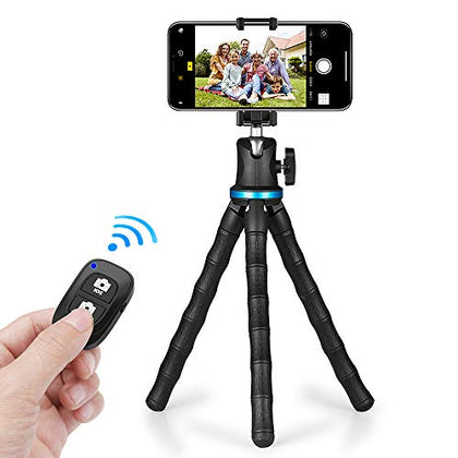 UBeesize Phone Tripod, UBeesize 12 Inch Flexible Cell Phone Tripod Stand Holder with Wireless Remote Shutter & Universal Phone Mount, Compatible with Smartphone/DSLR/GoPro Camera