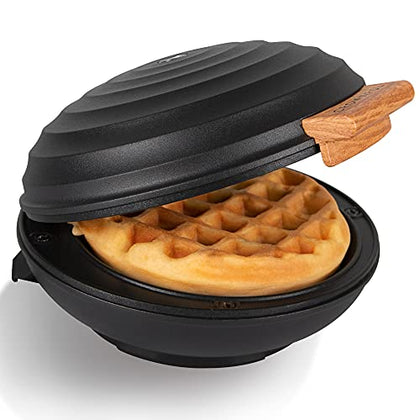 CROWNFUL Mini Waffle Maker Machine, 4 Inch Chaffle Maker with Compact Design, Easy to Clean, Non-Stick Surface, Recipe Guide Included, Perfect for Breakfast, Dessert, Sandwich, or Other Snacks, Black