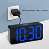 DreamSky Compact Digital Alarm Clock with USB Port for Charging, 0-100% Adjustable Brightness Dimmer, Blue Bold Digit Display, Adjustable Alarm Volume, 12/24Hr, Snooze, Bedroom Desk Alarm Clock.