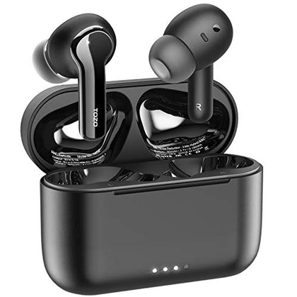 TOZO NC2 Hybrid Active Noise Cancelling Wireless Earbuds, in-Ear Detection Headphones, IPX6 Waterproof Bluetooth 5.3 Stereo Earphones, Immersive Sound Premium Deep Bass Headset, Black