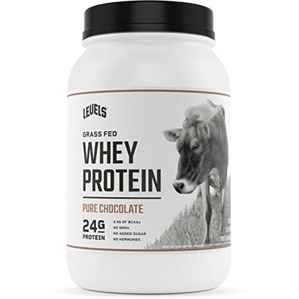 Levels Grass Fed 100% Whey Protein, No Hormones, Pure Chocolate, 2LB