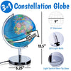 USA Toyz Illuminated Globe of the World with Stand - 3in1 World Globe, Constellation Globe Night Light, and Globe Lamp with Built-In LED, Easy to Read Texts, and Non-Tip Base, 13.5 Inch Tall