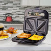 OVENTE Electric Sandwich Maker with Non-Stick Plates, Indicator Lights, Cool Touch Handle, Easy to Clean and Store, Perfect for Cooking Breakfast, Grilled Cheese, Tuna Melts Snacks, Black GPS401B