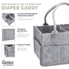 Parker Baby Diaper Caddy - Nursery Storage Bin and Car Organizer for Diapers and Baby Wipes - Large, Grey