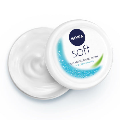 NIVEA Soft Light Moisturizer Cream, with Vitamin E & Jojoba Oil for Face, Hands and Body, 100 ml