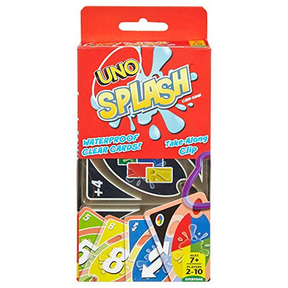 Mattel Games UNO Splash Card Game for Outdoor Camping, Travel and Family Night With Water-Resistent Plastic Cards