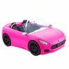 Barbie Toy Car, Bright Pink 2-Seater Convertible with Seatbelts and Rolling Wheels, Realistic Details