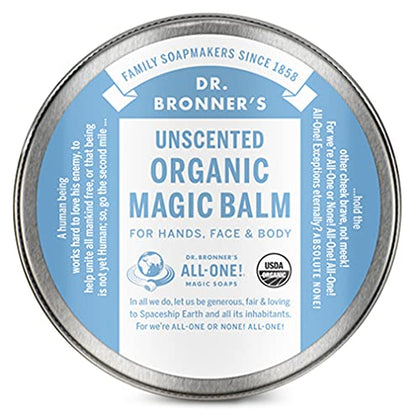 Dr. Bronner's - Organic Magic Balm (Baby Unscented, 2 Ounce) - Made with Organic Beeswax and Hemp Oil, Moisturizes and Soothes Hands, Face and Body, Relieves Dry Skin, Helps Prevent Diaper Rash