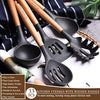 Umite Chef Kitchen Cooking Utensils Set, 33 pcs Non-Stick Utensils Spatula Set with Holder, Black Wooden Handle Silicone Kitchen Gadgets