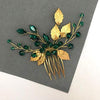 BERYUAN Gold Hair Accessories Green Hair Accessories Emerald Hair Accessories Emerald Green Hair Accessories Decorative Hair Combs Bridal Hair Comb Wedding headpiece for Bride