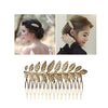 8 Pack Large Gold Crystal Pearl Rhinestone Metal Hair Side Combs Clip With Teeth Grip Clasp Barrettes Pins for Women Bridal Wedding Veil Decorative Headpiece French Twist Updo Vintage Accessories