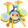 Drum Set for Kids with 2 Drum Sticks and Microphone, Musical Toys Gift for Toddlers