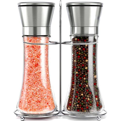 Willow & Everett Salt and Pepper Grinder Set - Stainless Steel Refillable Salt & Peppercorn Shakers