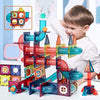 Magnetic Tiles Building Blocks with 4 Cars Magnet Train Set for Kids Construction STEM Toy Preschool Educational Creativity Learning Toys for Girls Boys Toddlers 3 4 5 6 7 8 Years Old