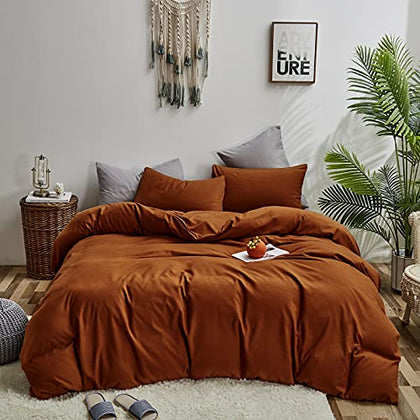 Wellboo Burnt Orange Comforter Set Rust Caramel Comforter Bedding Queen Plain Terracotta Minimalist Quilts for Women Girls Solid Reddish Brown Comforters Soft Modern Cozy Cinnamon Blankets Durable