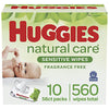 Huggies Natural Care Sensitive Baby Wipes, Unscented, Hypoallergenic, 99% Purified Water, 10 Flip-Top Packs (560 Wipes Total)