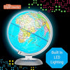 Illuminated Globe of the World with Stand | World Globe for Kids Learning with Build in LED Night Light | Light Up Earth Globe for Children | 8 Globe for Home, Desk, Classroom