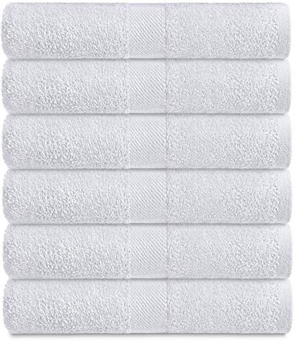 Wealuxe White Bath Towels 24x50 Inch, Cotton Towel Set for Bathroom, Hotel, Gym, Spa, Soft Extra Absorbent Quick Dry 6 Pack