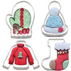 LILIAO Winter Holiday Christmas Cookie Cutter Set - 4 Piece - Ugly Sweater, Stocking, Hat and Mitten Fondant Biscuit Cutters - Stainless Steel