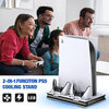 PS5 Accessories PS5 Stand for Digital/Disc Console, PS5 Cooling Station Incl. 3 Level Cooling Fan, 3 USB Hub, Headset Holder, Media Slot, Dual Playsation 5 Controller Charging Station for Dua-Sense