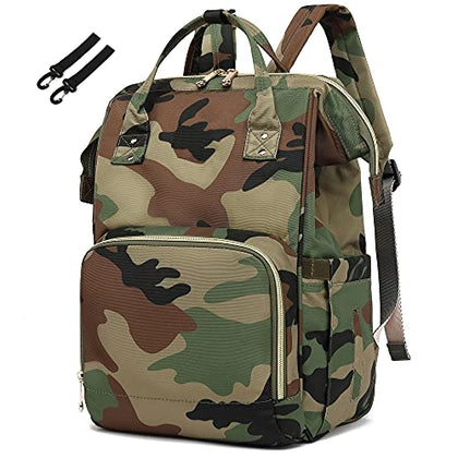 Yusudan Camo Diaper Bag Backpack for Baby Girls, Mom Waterproof Large Nappy Bags for Women