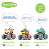 MOONTOY Toy Cars for 1 2 3 Year Old Boys, 3 Pack Friction Powered - Bull Truck, Leopard Truck, Crocodile Trucks, Push and Go Toy Cars for Toddler Boys Baby Gift.