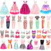 48 PCS Doll Clothes and Accessories 3 PCS Fashion Dresses 3 Tops 3 Pants 3 PCS Party Dresses 2 Sets Swimsuits Bikini 6 Braces Skirt 6 Necklace 10 Hangers and 15 pcs Shoes for 11.5 inch Doll