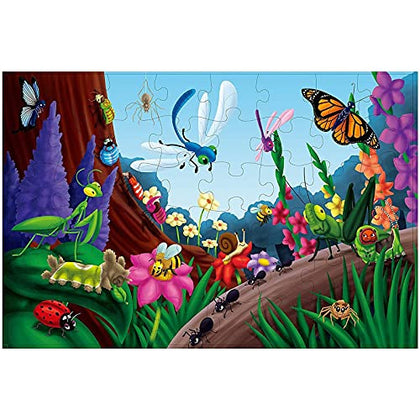 48-Piece Giant Floor Puzzle for Kids Ages 4+, Bugs and Insects Design for Classroom, Preschool, Family Time, Socializing, Learning Activity (2 x 3 Feet)