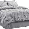 Bedsure Queen Comforter Set - 7 Pieces Comforters Queen Size Grey, Pintuck Bedding Sets Queen for All Season, Bed in a Bag with Flat Sheet and Fitted Sheet, Pillowcases & Shams