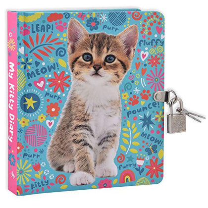 MOLLYBEE KIDS My Kitty Lock and Key Diary, 208 Pages, Measures 6.25 inches by 5.5 inches