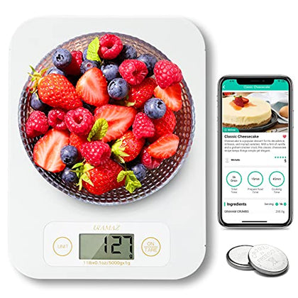 Smart Food Scale - Food Scales Digital Weight Grams and Oz with Nutritional Calculator, Marco Scale for Weight Loss, 0.1oz-11lb Kitchen Scales for Food Ounces, Calorie Scale for Diet, Keto, Diabetics