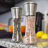 Gorgeous Salt And Pepper Grinder Set - Refillable Stainless Steel Combo Shakers With Adjustable Coarse Mills - Enjoy Your Favorite Spices, Fresh Ground Pepper, Himalayan Or Sea Salts