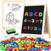 GINMIC Magnetic Letters and Numbers with Easel for Kids/Toddlers, Magnetic Whiteboard & Chalkboard w/Dry Erase Markers, ABC Magnets Alphabet Letters Learning Set, Classroom Home Education Toys