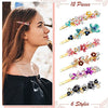 12 Pieces Vintage Flower Hair Pins Women Barrette Bobby Pins Decorative Metal Gold Tone Hairpins Colorful Floral Design Hair Clips French Rhinestone Hair Decorative Accessories for Women Girls