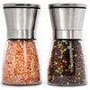 HOME EC Premium Stainless Steel Sea Salt and Pepper Grinder Set of 2 - Adjustable Ceramic, Glass Salt and Pepper Shakers - Pepper Mill & Salt Mill W/Funnel & EBook