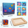 Wooden Block Puzzles Toddlers Kids Toys Montessori Learning Games Educational Interactive Toys for 3 4 5 Preschool with Storage Tray - 6 Puzzles in 1