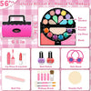 Hollyhi 56 Pcs Real Kids Makeup Kit for Girls, Washable Pretend Play Makeup Toy Set with Cosmetic Case for Girl, Toddler Make up Toys Birthday for Kids 3 4 5 6 7 8 9 10 11 12 Years Old