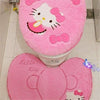 GVTTX Bath mat Cute Cartoon Pink 4 PCS Bathroom Set Toilet Cover WC Non Slip Bath Mat - Toilet Contour Rug Closestool Lid Cover, Seat Cushion,Tissue Box Set (Pink).