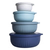 COOK WITH COLOR Prep Bowls - Wide Mixing Bowls Nesting Plastic Meal Prep Bowl Set with Lids - Small Bowls Food Containers in Multiple Sizes (Blue Ombre)