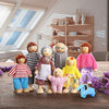 PUCKWAY Lovely Happy Family Dolls Playset Wooden Figures Set of 7 People with Dog for Kids Children Toddlers Dollhouse Pretend Gift