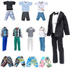 E-TING 10-Item Fantastic Pack = 5 Sets Fashion Casual Wear Clothes Outfit +5 Pairs Shoes for boy Doll Random Style (Casual Wear Clothes + Black Suit + Swimwear)