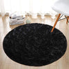 junovo Round Rug 4x4 Feet Fluffy Soft Area Rugs for Kids Girls Room Princess Castle Plush Shaggy Carpet Cute Circle Nursery Rug for Kids Girls Bedroom Baby Room Home Decor Circular Carpet, Black