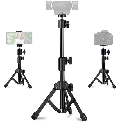 Webcam Tripod Stand Extendable Desktops Tripod for Camera/Phone/Webcam, Desk Tripod Webcam Mount Holder Compatible with Logitech Stream Webcam C925e C922x C922 C930e C930 C920 C615 /iPhone/Ring Light