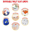 Disposable Toilet Seat Covers for Toddlers, Extra Large Individually Wrapped Dinosaur Paper Potty Training Liners for Kids, Portable, Flushable with Non-Slip Adhesives, Potty Shield, Airplane & Travel