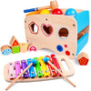 rolimate Hammering Pounding Toys Wooden Educational Toy Xylophone Shape Sorter, Birthday Gift for 1 2 Years Boy Girl Baby Toddler Kids Developmental Montessori Learning Block Toy Fine Motor (Classic)