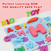 QZMTOY Wooden Puzzles for Toddlers, Kids Wood Numbers and Alphabets Chunky Puzzles, 2 in 1 Blue Puzzles Boards Set, Learning Puzzle Toy Preschool Education Gift for Age 3+ Years Old Boys Girls