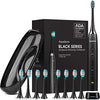 Aquasonic Black Series Ultra Whitening Toothbrush - ADA Accepted Power Toothbrush - 8 Brush Heads & Travel Case - 40,000 VPM Electric Motor & Wireless Charging - 4 Modes w Smart Timer