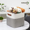 Temary 12 Inch Storage Baskets Foldable Fabric Storage Cubes 4PCs Storage Bins Organizer with Handles, Baskets for Organizing Clothes, Toys, Towels (White & Grey, 12 x 12 x 12)