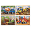 Melissa & Doug Construction Vehicles 4-in-1 Wooden Jigsaw Puzzles in a Box (48 pcs) - FSC-Certified Materials